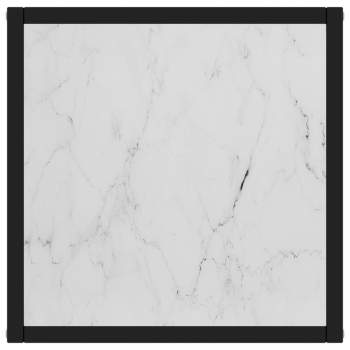  Beistelltisch Schwarz mit Weißem Glas Marmor-Optik 40x40x50 cm