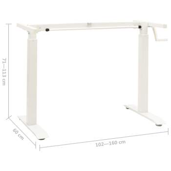  Schreibtisch-Gestell Manuell Höhenverstellbar Handkurbel Weiß
