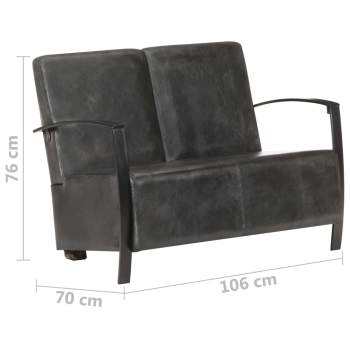  2-Sitzer-Sofa Grau Echtleder