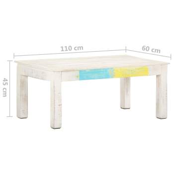  Couchtisch Weiß 110x60x45 cm Massivholz Mango