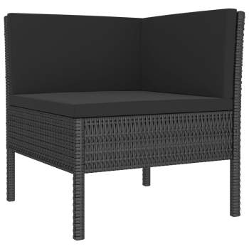 Preview:  3-tlg. Garten-Lounge-Set mit Auflagen Poly Rattan Schwarz