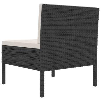  Gartenstühle 3 Stk. mit Auflagen Poly Rattan Schwarz