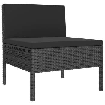 Preview:  3-tlg. Garten-Lounge-Set mit Auflagen Poly Rattan Schwarz