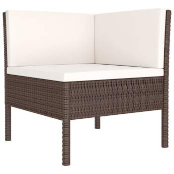  2-tlg. Garten-Lounge-Set mit Auflagen Poly Rattan Braun