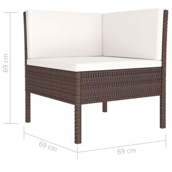  2-tlg. Garten-Lounge-Set mit Auflagen Poly Rattan Braun