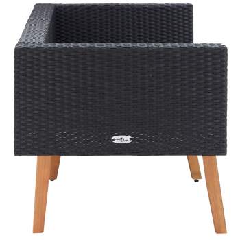  2-Sitzer-Gartensofa mit Auflagen Poly Rattan Schwarz