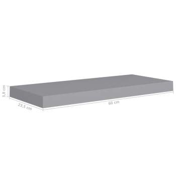  Schwebende Wandregale 2 Stk. Grau 60x23,5x3,8cm MDF 