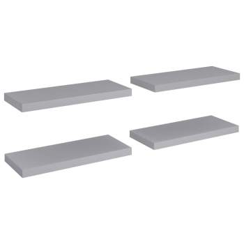  Schweberegale 4 Stk. Grau 60x23,5x3,8cm MDF