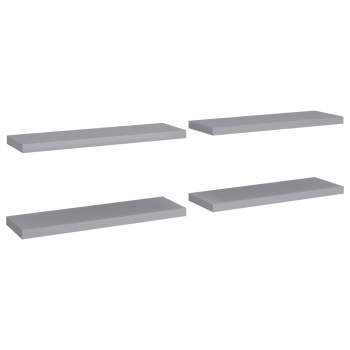  Schweberegale 4 Stk. Grau 80x23,5x3,8 cm MDF