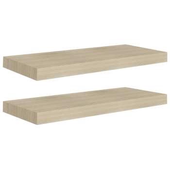  Schwebende Wandregale 2 Stk. Eichefarben 60x23,5x3,8cm MDF