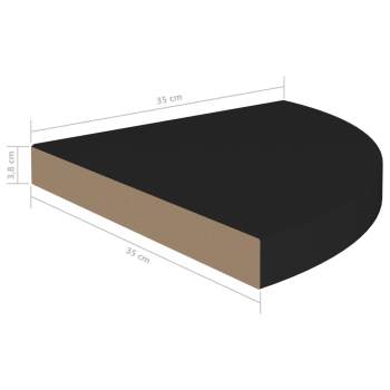 323919  Floating Corner Shelf Black 35x35x3,8 cm MDF