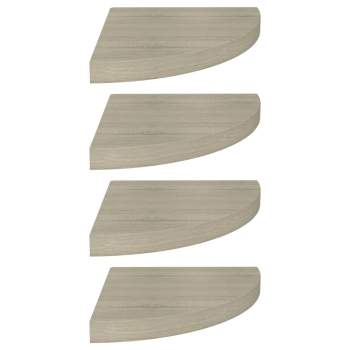 Preview:  Eck-Schweberegale 4 Stk. Eichen-Optik 35x35x3,8 cm MDF