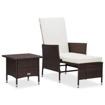  2-tlg. Garten-Lounge-Set mit Kissen Poly Rattan Braun