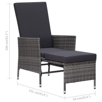  2-tlg. Garten-Lounge-Set mit Kissen Poly Rattan Grau