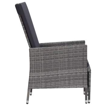  2-tlg. Garten-Lounge-Set mit Kissen Poly Rattan Grau