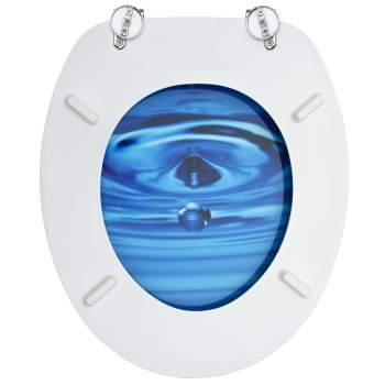  Toilettensitze mit Deckel 2 Stk. MDF Blau Wassertropfen-Design