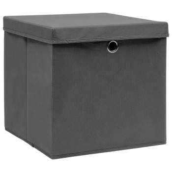  Aufbewahrungsboxen mit Deckeln 10 Stk. 28x28x28 cm Grau