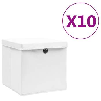 325210  Storage Boxes with Covers 10 pcs 28x28x28 cm White