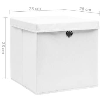 325210  Storage Boxes with Covers 10 pcs 28x28x28 cm White
