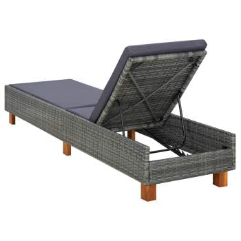  Sonnenliege mit Auflage Poly Rattan Grau