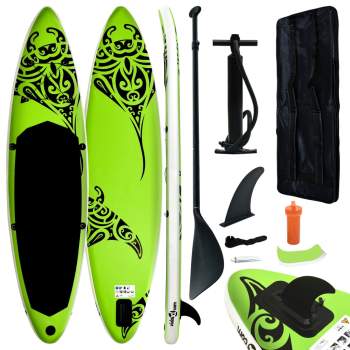  Aufblasbares Stand Up Paddle Board Set 366x76x15 cm Grün