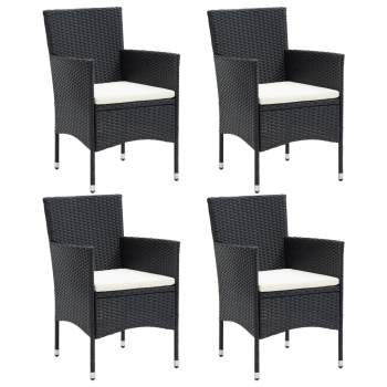  Garten-Essstühle 4 Stk. Poly Rattan Schwarz