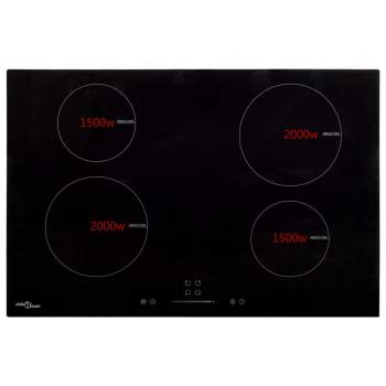  Induktionskochfeld mit 4 Platten Touch Control Glas 77cm 7000 W