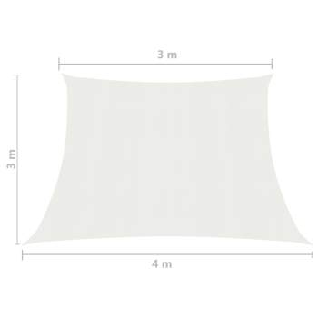 Sonnensegel 160 g/m² Weiß 3/4x3 m HDPE