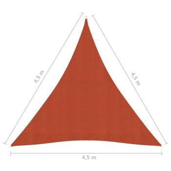  Sonnensegel 160 g/m² Terrakottarot 4,5x4,5x4,5 m HDPE