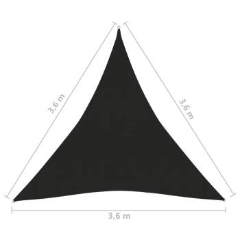  Sonnensegel 160 g/m² Schwarz 3,6x3,6x3,6 m HDPE