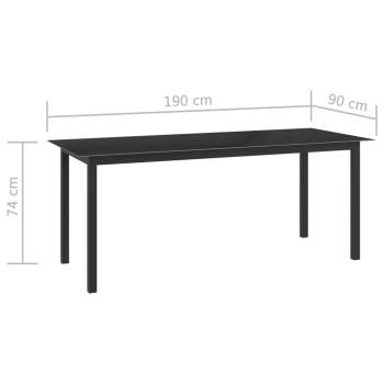 Gartentisch Anthrazit 190x90x74 cm Aluminium und Glas