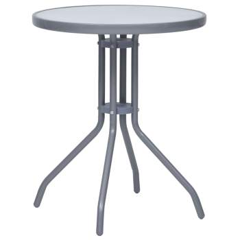  Gartentisch Hellgrau 60 cm Stahl und Glas