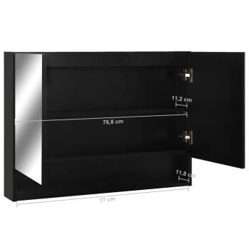  LED-Spiegelschrank fürs Bad Schwarz 80x15x60 cm MDF