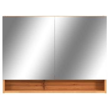  LED-Spiegelschrank fürs Bad Eiche 80x15x60 cm MDF