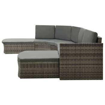  4-tlg. Garten-Lounge-Set mit Auflagen Poly Rattan Grau