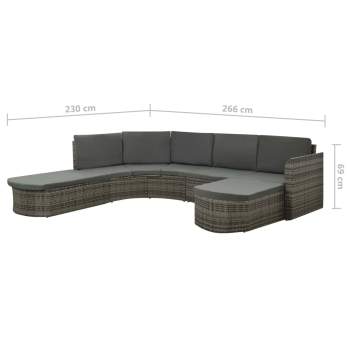  4-tlg. Garten-Lounge-Set mit Auflagen Poly Rattan Grau