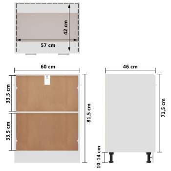  Unterschrank Hochglanz-Weiß 60x46x81,5 cm Holzwerkstoff