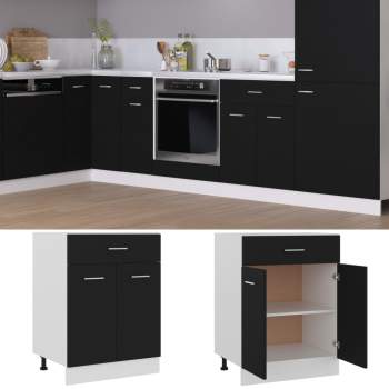  Schubunterschrank Schwarz 60x46x81,5 cm Holzwerkstoff