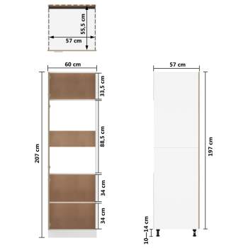  Kühlumbauschrank Sonoma-Eiche 60x57x207 cm Holzwerkstoff