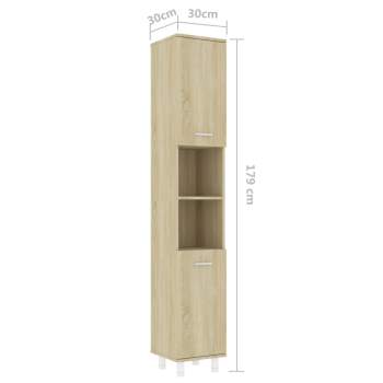 Badezimmerschrank Sonoma-Eiche 30x30x179 cm Holzwerkstoff