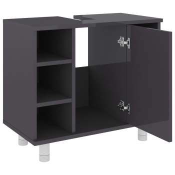 sinni.ch - Badezimmerschrank Hochglanz-Grau 60x32x53,5 cm Spanplatte