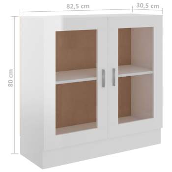  Vitrinenschrank Hochglanz-Weiß 82,5x30,5x80 cm Holzwerkstoff