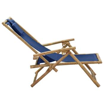  Relaxstuhl Verstellbar Marineblau Bambus und Stoff