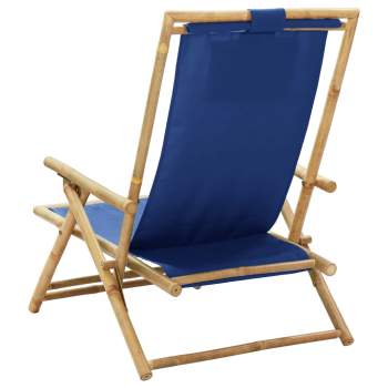  Relaxstuhl Verstellbar Marineblau Bambus und Stoff