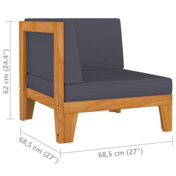 Modular-Ecksofa mit Dunkelgrauen Kissen Akazie Massivholz