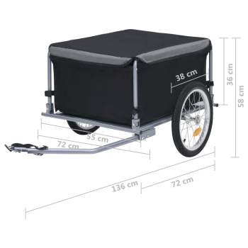  Fahrradanhänger Schwarz und Grau 65 kg