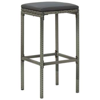  Barhocker mit Kissen 6 Stk. Grau Poly Rattan