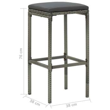  Barhocker mit Kissen 6 Stk. Grau Poly Rattan