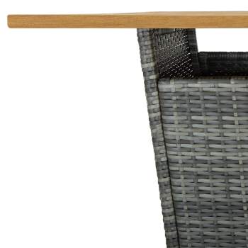  Bartisch Grau 80x80x110 cm Poly Rattan und Massivholz Akazie