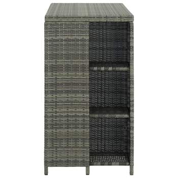  Bartisch mit Regal Grau 120x60x110 cm Poly Rattan  